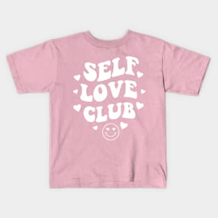 Self Love Club Aesthetic Words on Back Print - Anti Valentines Day White Kids T-Shirt